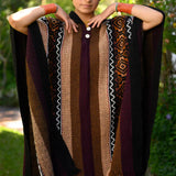 Khaki and Lilac LLAMA Poncho