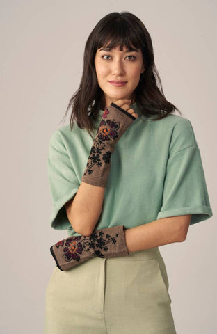 Julia Alpaca Hand Warmers | Mittens: Taupe