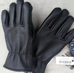 Black Leather Alpaca Knit Lined Glove