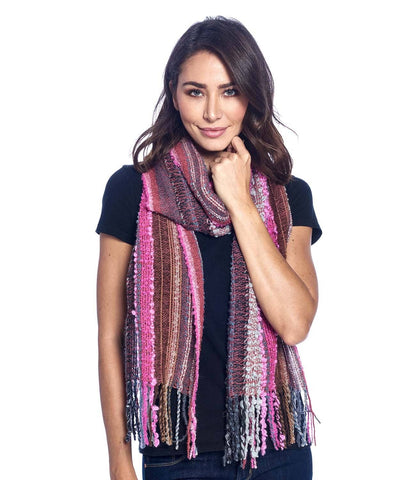 Alpaca Fringe Scarf - Boucle - Rosewood