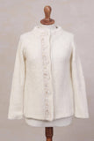 NOVICA - Morning Muse In Off White Alpaca Blend Sweater Jacket