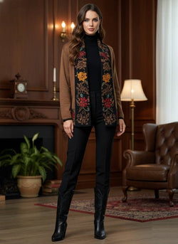 PERUVIAN PERFECTION - SW-63 Reversible Floral Alpaca Knit Sweater