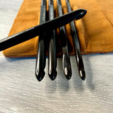 Premium Ebony Wood 7" Crochet Hooks Set with Leather Carrying Case | 13 Crochet Hooks Size US E - P
