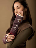 WUAMAN - Alpaca - Eva Alpaca Wrist Warmers | Embroidery | Reversible | Fall