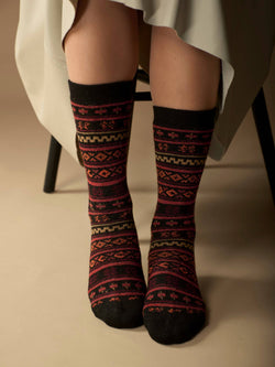 WUAMAN - Alpaca - Fair Isle Alpaca Socks | Full Cushion | Crew Sock | NEW ITEM