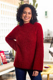 NOVICA - Sumptuous Warmth In Red Alpaca Blend Funnel Neck Sweater