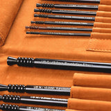 Premium Ebony Wood 7" Crochet Hooks Set with Leather Carrying Case | 13 Crochet Hooks Size US E - P
