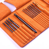 Premium Ebony Wood 7" Crochet Hooks Set with Leather Carrying Case | 13 Crochet Hooks Size US E - P