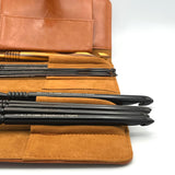 Premium Ebony Wood 7" Crochet Hooks Set with Leather Carrying Case | 13 Crochet Hooks Size US E - P