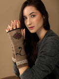 WUAMAN - Alpaca - Eva Alpaca Wrist Warmers | Embroidery | Reversible | Fall