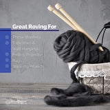 Dyed (Raven) Black Merino Wool Roving Top - Premium 21 Micron Roving Wool Top