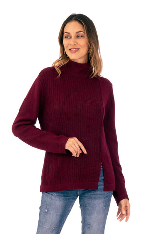 NOVICA - Burgundy Today Alpaca Blend Pullover Sweater
