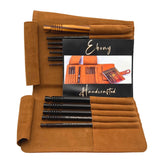 Premium Ebony Wood 7" Crochet Hooks Set with Leather Carrying Case | 13 Crochet Hooks Size US E - P