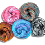 Dyed Multi-Color Bamboo Fiber Top | 5 Uber Soft, Luxurious Blended Colors | 125 Grams, 19 Micron