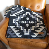 Andean Alpaca Wool Blanket - Black Chakana