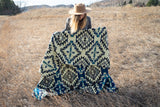 Andean Alpaca Wool Blanket - Blue Chakana
