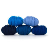 Mixed Merino Wool Variety Pack | Delta Blues (Blues) 250 Grams, 23 Micron