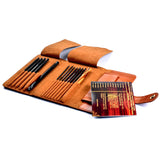 Premium Ebony Wood 7" Crochet Hooks Set with Leather Carrying Case | 13 Crochet Hooks Size US E - P