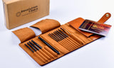 Premium Ebony Wood 7" Crochet Hooks Set with Leather Carrying Case | 13 Crochet Hooks Size US E - P