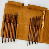 Premium Rosewood Crochet Hooks Set with Leather Carrying Case | 13 Crochet Hooks Size US E - P