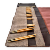 Premium 5-Inch Olive Wood Interchangeable Circular Knitting Needle Set | Leather Case (29 Piece Set)