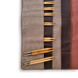 Premium 5-Inch Olive Wood Interchangeable Circular Knitting Needle Set | Leather Case (29 Piece Set)