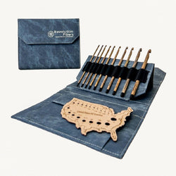 "America" Crochet Hook Set with Carrying Case - Driftwood 7" | 10 Crochet Hooks Size US E - M