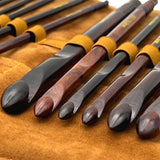 Premium Rosewood Crochet Hooks Set with Leather Carrying Case | 13 Crochet Hooks Size US E - P