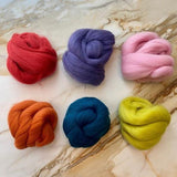 Shetland Collection | Groovy Times Bundle of Dyed Wool Tops | 150 Grams, 29 Micron