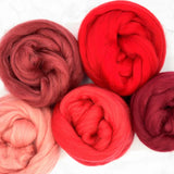 Mixed Merino Wool Variety Pack | Wondrous Reds (Reds) 250 Grams, 23 Micron