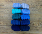Mixed Merino Wool Variety Pack | Wooly Waves (Blues) 250 Grams, 23 Micron