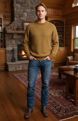 PERUVIAN PERFECTION - SW-89  Men's Sweaters Honeycomb Knit