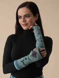 WUAMAN - Alpaca - Eva Alpaca Wrist Warmers | Embroidery | Reversible | Fall