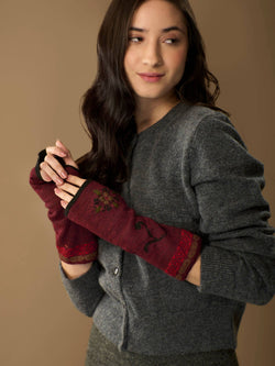 WUAMAN - Alpaca - Eva Alpaca Wrist Warmers | Embroidery | Reversible | Fall