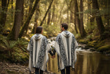 Black Grey Diamonds Alpaca Poncho
