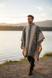 Black Grey Diamonds Alpaca Poncho