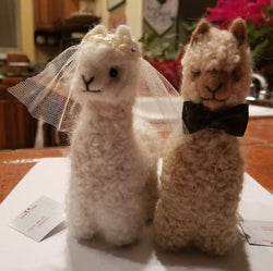 Bride and Groom Alpacadorable Hand Made Baby Alpaca Ornaments Alpaca