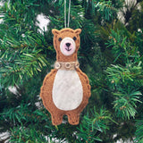 Handmade Felted Alpaca Ornament Set