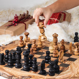 Handcrafted Olive Wood Chess Set with Natural