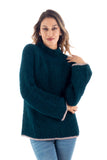 NOVICA - Sumptuous Warmth In Teal Alpaca Blend Funnel Neck Sweater