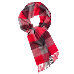 Alpaca Wool Red Check Scarf