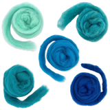 Deep Sea Carded Corriedale Wool Sliver Variety Pack