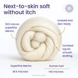 Superfine Merino Wool | 18.5 Micron Combed Top