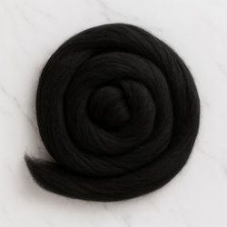 Black Merino Wool Carded Sliver | 19 Micron Dyed Wool