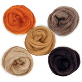 Autumn Harvest Carded Corriedale Wool Sliver Variety Pack