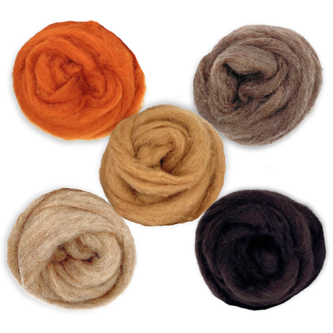 Autumn Harvest Carded Corriedale Wool Sliver Variety Pack