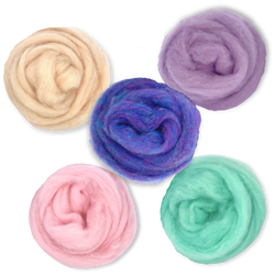 Fairytale Pastels Carded Corriedale Wool Sliver Variety Pack