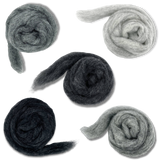 Grey Spectrum Carded Corriedale Wool Sliver Variety Pack