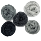 Grey Spectrum Carded Corriedale Wool Sliver Variety Pack