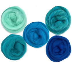 Deep Sea Carded Corriedale Wool Sliver Variety Pack